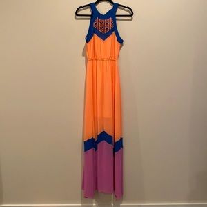Bright color block maxi